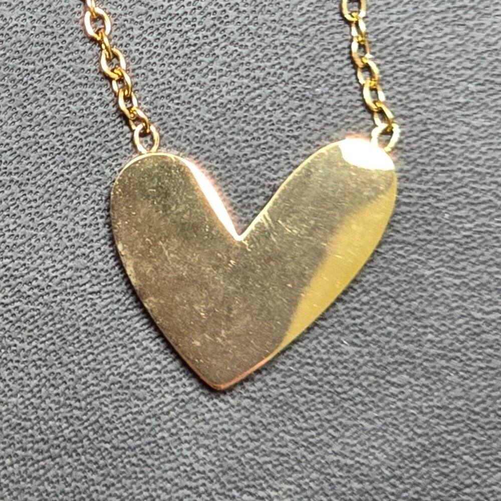 Stainless Steel Heart Necklace With Iridescent White Inlay (NWOT) - Picture 3 of 6